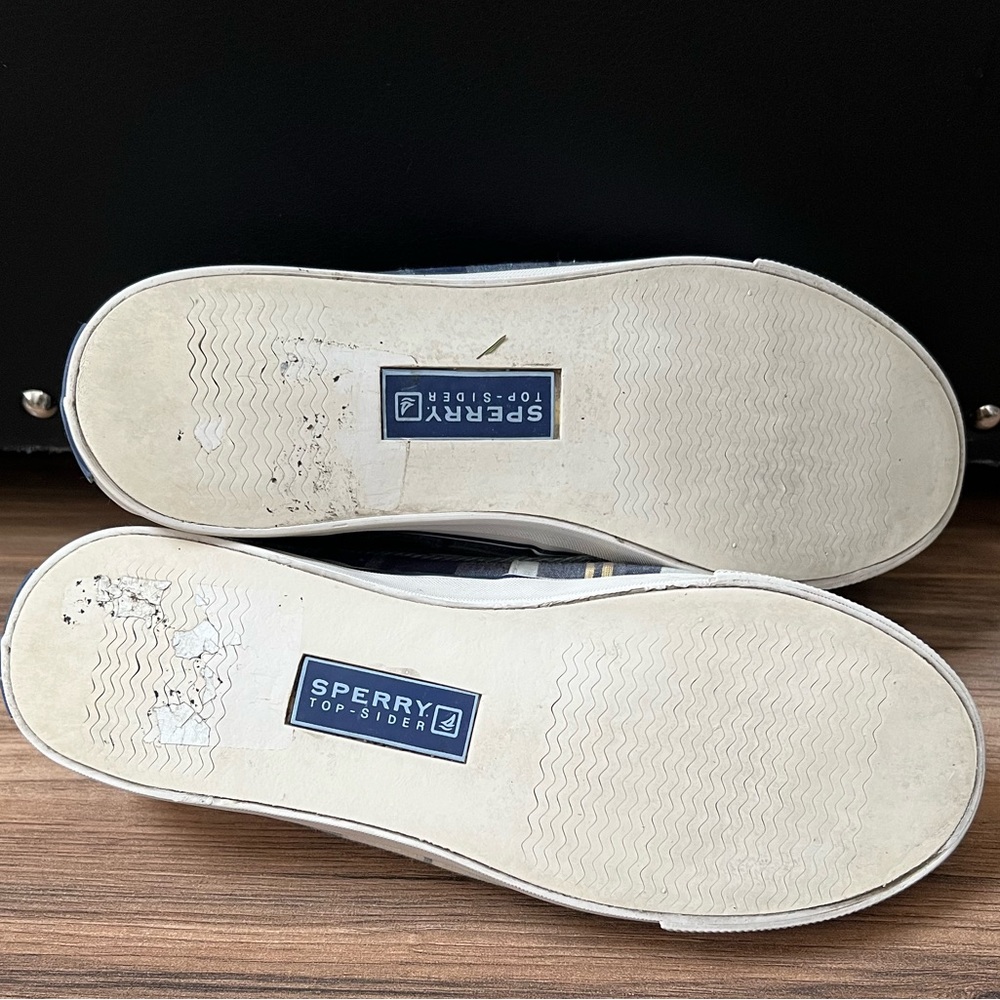 Women’s Sperry Blue Plaid Top-Siders - Picture 10 of 14